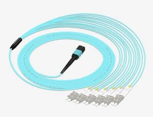 Jumper de fibra ótica patch cord MTP LC 12 OM3 MMF Cable